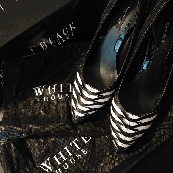 White House Black Market Scarlett Black and White Pumps - Size 9 - Picture 11 of 14